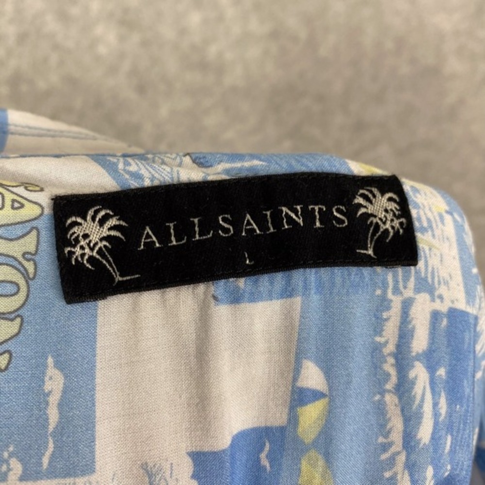 AllSaints Shirt Mens L Sayonara Short Sleeve Camp All Over Print - Picture 7 of 11